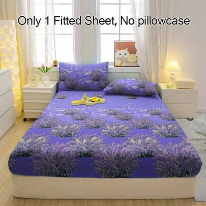1件薰衣草扎染图案透气床笠，柔软舒适的床垫保护套，适用于卧室、客房和宿舍，床上用品床垫罩（不含枕套）