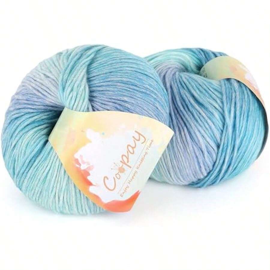 Yarn For Crocheting Knitting, Gradient Cake Yarns, 2 * 3.53oz - 240yds - 50% Cotton 50% Acrylic Ombre Yarns, Crochet Yarn For Blankets, Shawls, Scarves (102 Rainbow) Local Shipping - 104 藍光 - 查看 1
