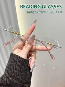 Rivsar Kính đọc sách không gọng gợi cảm dành cho nữ với gọng kim loại đính đá hình bướm, tầm nhìn sắc nét, thoải mái khi đeo lâu, phù hợp cho đọc sách/may vá/kinh doanh/văn phòng/thanh lịch/sử dụng hàng ngày, kính thuốc, càng kính tròn nhẹ có lò xo, chống trượt khi chơi thể thao, thoải mái khi sử dụng máy tính, chống mỏi mắt, thiết kế tiện lợi phù hợp với nhiều khuôn mặt, kính thiết kế cao cấp, quà tặng ngày lễ, quà tặng cho cha mẹ, quà tặng tựu trường, ngày Nhà giáo, ngày Valentine, Ramadan, khai giảng, kính mắt, kính đọc sách nữ, kính thuốc. - Màu trong suốt - Xem 3