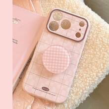 GUCADI Pineapple Pink & White Grid, Pink & Brown Stripes [Glossy] + Pink Grid Ring Holder, Pink Grid Case Compatible With Iphone 17 Pro Max, Compatible With 16, 15, 13, 11, Shockproof Full Coverage Soft Case For Girls - Guava Powder - View 1