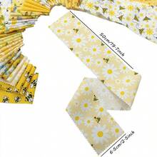 42片6.5*50厘米（2.55*19.7英寸）黄色可爱蜜蜂系列长条绗缝拼布面料，DIY拼布工艺材料，节日庆典的完美选择，娃娃衣服，装饰面料，包包制作面料，床单被套手工材料，工艺品和家居室内装饰。 - 黃色 - 查看 4