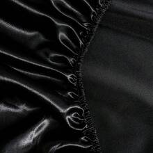 1件纯色床笠，涤纶缎面防滑防尘床笠，四季皆宜 - 黑色 - 查看 5