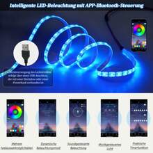 Modern Black TV Stand, Glossy Panel, Variable LED Lighting, For Living Room And Dining Room, 180 Cm - Black - View 8