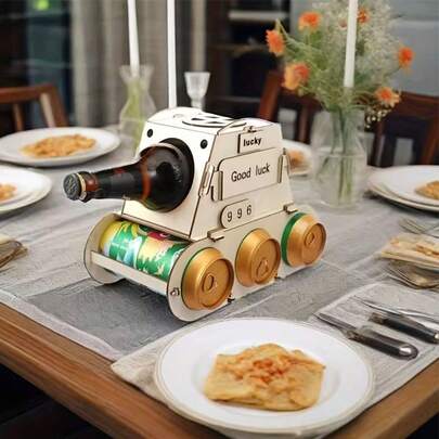 Estantería de vino de madera - Estantería de almacenamiento con forma de barril - Decoración de oficina - Adecuada para almacenar vino, bebidas, cerveza - Adecuada para uso doméstico, bar, cocina - Decoración navideña