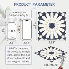 MORCART 20片/包，20厘米 x 20厘米乙烯基自粘地板砖，防水易撕贴防溅板砖，适用于浴室、厨房、客厅、卧室 - 花卉图案 - 彩色 - 查看 11
