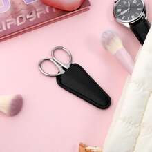 Small Mustache Trimmer, Small Facial Hair Trimmer, Stainless Steel Straight Scissors, Beauty Grooming Kit, Retro Beauty Grooming Kit, Suitable For Trimming Eyebrows, Ears, Nose And Beard, Comes With PU Leather Case - Beard Scissors + Scissor Sheath - View 7