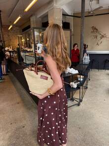 Elegant Burgundy Polka Dot V-Neck Sleeveless Maxi Dress, Woven Fabric Party Summer - Burgundy - View 3