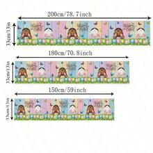 复活节兔子彩蛋花朵蝴蝶木纹桌旗派对装饰可水洗农舍厨房餐桌桌旗复活节装饰品 - 彩色 - 查看 3