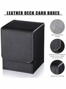 1个卡牌收纳盒，可容纳100多张单层卡套卡牌，PU皮革材质，磁扣闭合，适用于TCG、CCG、MTG等卡牌游戏，以及聚会等场合。