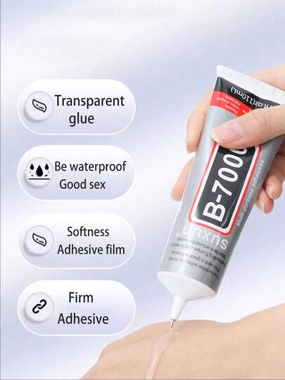 1支 B7000 珠宝胶水 - 防水金属胶管，带细针头 - DIY 手工珍珠宝石镶嵌 - 耐用、柔韧的白色液体胶水，适用于手工制作和珠宝修复（随机款式）