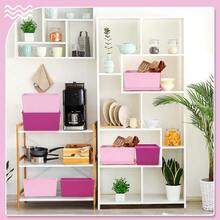 6 Pcs Storage Bins With Lids Small Plastic Storage Containers Stackable Storing Baskets Box Cute Organizer Bins For Organizing Shelves (Pink Series) - PinkSeries - View 4