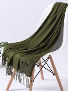 Double-Sided Solid Color Faux Cashmere Casual Polyester Scarf, Solid Color Muslim Hijab Scarf Suitable For Daily Outings, Dining, Dates, Autumn/Winter - Multicolor - View 14