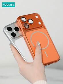 1pc Ultra-Thin Magnetic Frosted PC Phone Case With Large Window, Raised Lens Protection, Compatible With IPhone 17/17 Pro/17 Pro Max - Orange - View 5