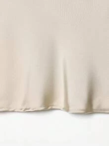 DEEKA Women's Fashionable Sexy Lace Satin Blouse, Spring/Summer - Beige - View 6