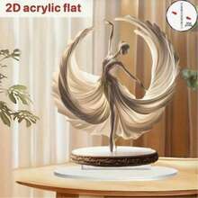 1件2D亚克力装饰品，经典水晶芭蕾舞者雕塑，优雅舞蹈摆件，触感礼品，多用途家居/办公桌装饰，适合情人节，2D平面雕塑，办公室装饰，优雅雕塑，艺术展示，高品质亚克力，平面雕塑，装饰牌匾，购物礼品，家居装饰 - 彩色 - 查看 2