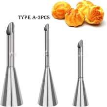 1/3pcs Stainless Steel Cream Piping Nozzles, Professional Long Eclair Piping Tips, Small Pastry Decorating Tools, Baking Supplies, Kitchen Essentials, Back To School Season - Multicolor - View 5