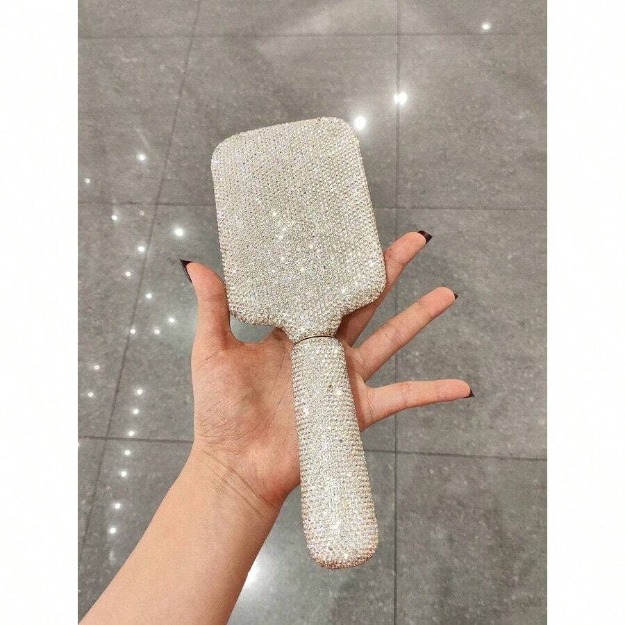 Ladies' 1: A High-Quality Artificial Gemstone Embedded Air Cushion Comb With A Long Handle, Used As A Hair Brush For Relaxing Massage On The Head, Hair Brush, Comb, Hair Accessory, Hair Product, Beauty And Hair Care Items For Salons, Travel Essentials, School Supplies, Travel And Vacation Necessities, Women's Hair Accessories, Brushes, Hair Brushes, Brushes, Combs, Side Combs, Edge Brushes, Hair Combing, Hair Combing Hair Strands, Mini Hair Brushes, Combing Brushes, Hair Brush Sets, Hair Products, Hair Accessories, Hair Tools, Hair Supplies, Hair Care, Curling Brushes, Hairdressers, Hairdresser Supplies, Hair Styling Equipment, Travel Essentials, Travel Necessities, Hairstyles, Hair Styling Services - 銀色 - 查看 1