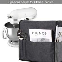 High-Grade Waterproof Dust Cover For Mixer With Storage Bag - Made Of Oxford Fabric And TPU, Suitable For Mixers, Size 13.78x8.27x14.17 Inches, Does Not Come Into Direct Contact With Food. - Grey - View 1