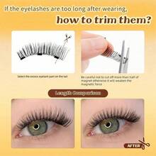 1/2 对磁性假睫毛套装，配有专业镊子，可重复使用，无需胶水，打造自然、蓬松、浓密的睫毛效果，轻盈舒适，是化妆旅行、派对、节日、舞蹈表演、闪亮睫毛、磁性假睫毛等的理想之选。 - 彩色 - 查看 8