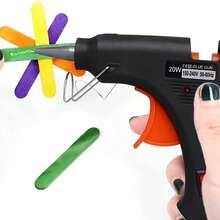 一套包含20瓦热熔胶枪和20根7毫米透明胶棒，迷你胶枪，家用电温度计及维修工具。适用于手工艺品制作、玻璃加工、卡片制作及其他小型便携式项目。 - 查看 2