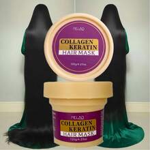 MELAO Kollagen Keratin Hårinpackning - Djupreparation för skadat hår - Ger djupgående näring, jämnar ut frissighet, stärker och återfuktar för silkeslent glansigt hår - Gul - Visa 2