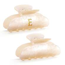 CWJCYTNSN 2 PCS Claw Clips Women, Elegant Hair Clips Fashion Glitter Initial Claw Clip Girls, Wedding, Bridesmaid Gifts, Birthday Gifts,, Letter Evalentine's Day S4GG - C-黃色+粉紅色 - 查看 5