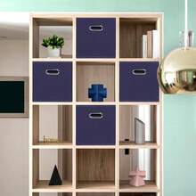 Black Foldable Storage Cubes Bins , Fabric Storage Box Cubes Organizer Baskets With Dual Handles For Home Organizer (Navy Blue) - NavyBlue - View 6
