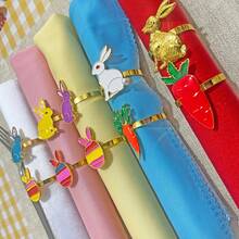 10pcs Easter Holiday Napkin Ring Set, Dining Table Decor For Easter Hotel Restaurant, Home Party Atmosphere Decoration - Multicolor - View 4