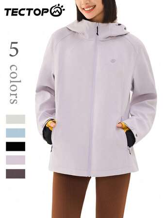 TECTOP Damen Outdoor Fleecejacke, warm & wasserresistent, mit Reißverschlusstaschen, abriebfest, mit Kapuze, geeignet für Herbst/Winter