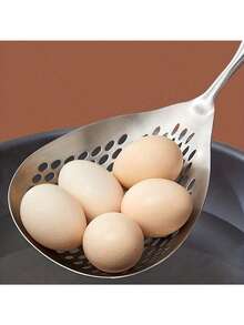 1pc Stainless Steel Large Slotted Spoon - Heavy Duty & Heat Resistant Up To 662°F (300°C), Ergonomic Handle + Fine Mesh Strainer, Stylish Appearance - Suitable For Frying/Hot Pot/Cooking/Baking/Home/Restaurant Kitchen Utensil/Mother's Day/Women's Day/Eid Al-Fitr Gift - Multicolor - View 6