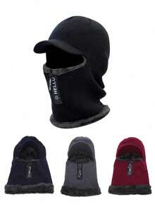 1 PC Knitted Hats, Men's And Women's Winter Cycling And Skiing Plus Wool Wool Hat Thickened Warm And Cold Bib One Head Set Electric Car Windproof Hat - Multicolor - View 11