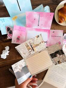 4pcs 3D Butterfly Cards, Ins High Beauty Retro 3D Foldable Blessing Card Envelopes, Best Friends And Couple Gifts