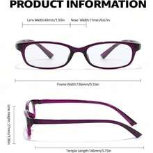 Rectangle Eyewear Frames, Clear Lens Fake Glasses, Retro Y2K Style Office-Siren Aesthetic Fashion Eyeglasses For Women - A03 紫色 - 查看 3