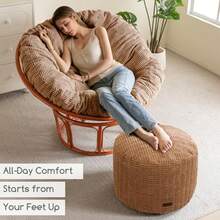 HIGOGOGO Pouf Ottoman Stuffed Round Modern Foam Filled Foot Rest Poufs For Living Room Chair Decorative 20 X 15 Inches Boho Relax Stool For Wedding Christmas Party Brown - Brown+20 Inch - View 5