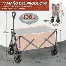 CYPNCarrito Plegable con Ruedas Carrito Plegable para Exteriores Portátil Capacidad de Carga hasta 100 kg Plegado Fácil por Mujeres Adultas Transporte de Mercancías Niños y Mascotas - CaquiFashion - 219727149 - Ver 5