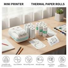 5 Rolls Adhesive + 5 Rolls Non-Adhesive White Printer Paper, 57 X 25mm - Thermal Print, Ink-Free, Portable Pocket Printer For Study Notes, Photos, Memo - Perfect Christmas Gift, Study Note Paper | Portable Printer | Paper, Printer For Phone - Multicolor - View 7