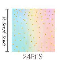 7/9 英寸复古渐变金色波点一次性餐盘套装，派对餐盘，一次性纸盘，纸杯，餐巾纸，适用于婚礼、订婚、生日、婚宴餐具 - 彩色 - 查看 14