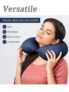 Memory Foam Travel Neck Pillow, Best Soft Adjustable Head & Neck Support Pillow For Airplane, Car, Recliner, Travel Rest Accessories, Sleeping Aid For Holiday, Camping, Office, Airplane - 黑色 - 查看 9