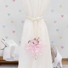 2pcs/1pc 3D Unicorn Pearl Decor Curtain Tie Backs, Room Decor Mosquito Net Binding Ropes, Door/Coffee/Shading Curtain Tie Bands - Multicolor - View 3