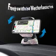 闪亮车载手机支架，360°可调节水钻闪亮仪表盘手机支架，通用水晶手机支架，适用于挡风玻璃出风口，闪亮手机支架 - 燙鑽吸盤手機支架 - 查看 6