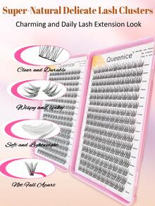 Queenice 352PCS Glue-Free Wispy Cluster Lashes, 10-12mm Length For Versatile Options, Comic/Curly Multi-Styles, Creates 3D Natural Eye Makeup Look, 10-Second Quick Application, Reusable, Skin-Gentle, Beginner-Friendly, Ideal For Daily Makeup/Travel Scenarios - 彩色 - 查看 5