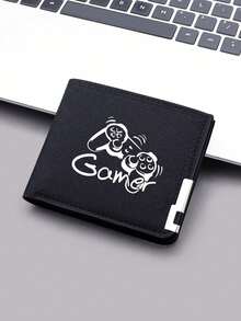 1 Game Controller Pattern Printed Wallet, Niche Design Multi Slot Wallet, Double-Layer Wallet With Credit Card Compartment, Lightweight And Easy To Carry, With Gamer Logo, Perfect Holiday Gift For Friends And Family - one-size - View 14
