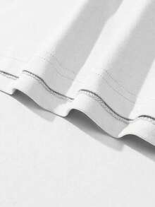 男士极简标语印花复古徽章图案圆领短袖T恤，夏季 - 白色 - 查看 5