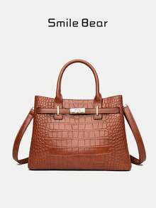 New Women's Bag, Belt Decoration, Classic Tote Bag, Outstanding Texture, Large Capacity, Suitable For Middle-Aged Mothers, Portable Crossbody, Dual-Purpose Commuting Travel. - Màu vàng - Xem 1