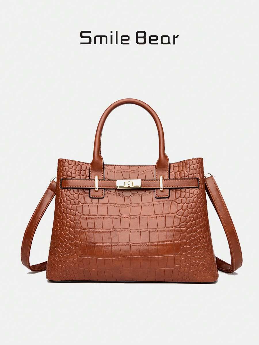 New Women's Bag, Belt Decoration, Classic Tote Bag, Outstanding Texture, Large Capacity, Suitable For Middle-Aged Mothers, Portable Crossbody, Dual-Purpose Commuting Travel. - Màu vàng - Xem 1