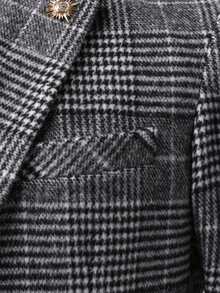 Latest Men's Fashion Style Suit Set, Business And Leisure Slim Fit Two-Piece Set, Four Season Style, Banquet And Travel, Business And Leisure Suit Two-Piece Set - 淺灰格 - 查看 3