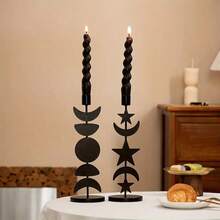 1件北欧日月星辰烛台组装铁艺烛台餐桌室内桌面装饰品 - 彩色 - 查看 8