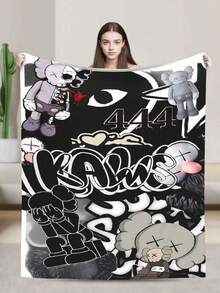 1Pc Kawss Kawaii Kaw Blanket Anime Lovers Gift Idea - Luxuriously Soft Flannel Blanket For Couch, Camping & Travel Adventures - Như hình ảnh hiển thị - Xem 3