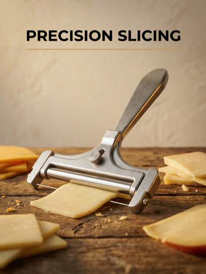1pc Stainless Steel Cheese Slicer: Non-Slip Handle, Sharp And Durable. Used To Evenly Slice Cheese At Home. Made Of Stainless Steel, Suitable For Breakfast, Toast Spread, Light Meals, Salad Plating, An Essential Kitchen Tool.