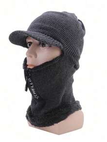 1 PC Knitted Hats, Men's And Women's Winter Cycling And Skiing Plus Wool Wool Hat Thickened Warm And Cold Bib One Head Set Electric Car Windproof Hat - Multicolor - View 5